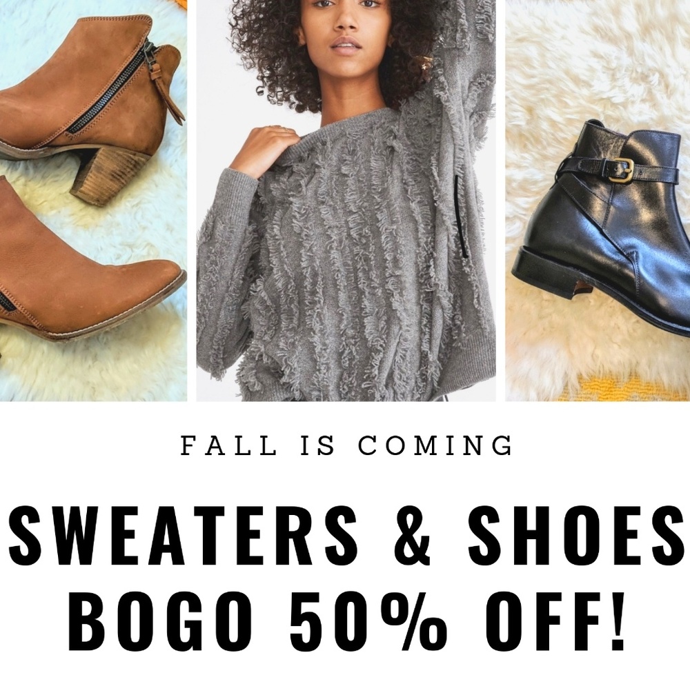🎉 ALL sweaters and shoes in my closet--BOGO 50!